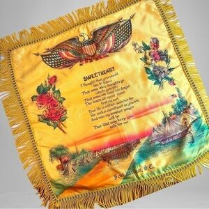 Vintage WWII Satin Souvenir Sweetheart Fort Jackson S.C Pillow Cover